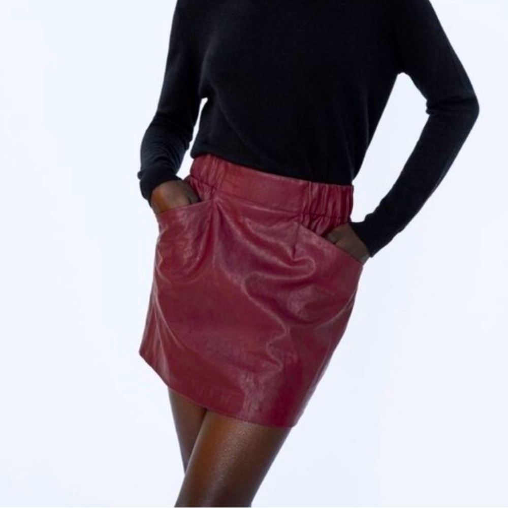 Zara Deep Red Faux Leather Skirt | Women’s Medium